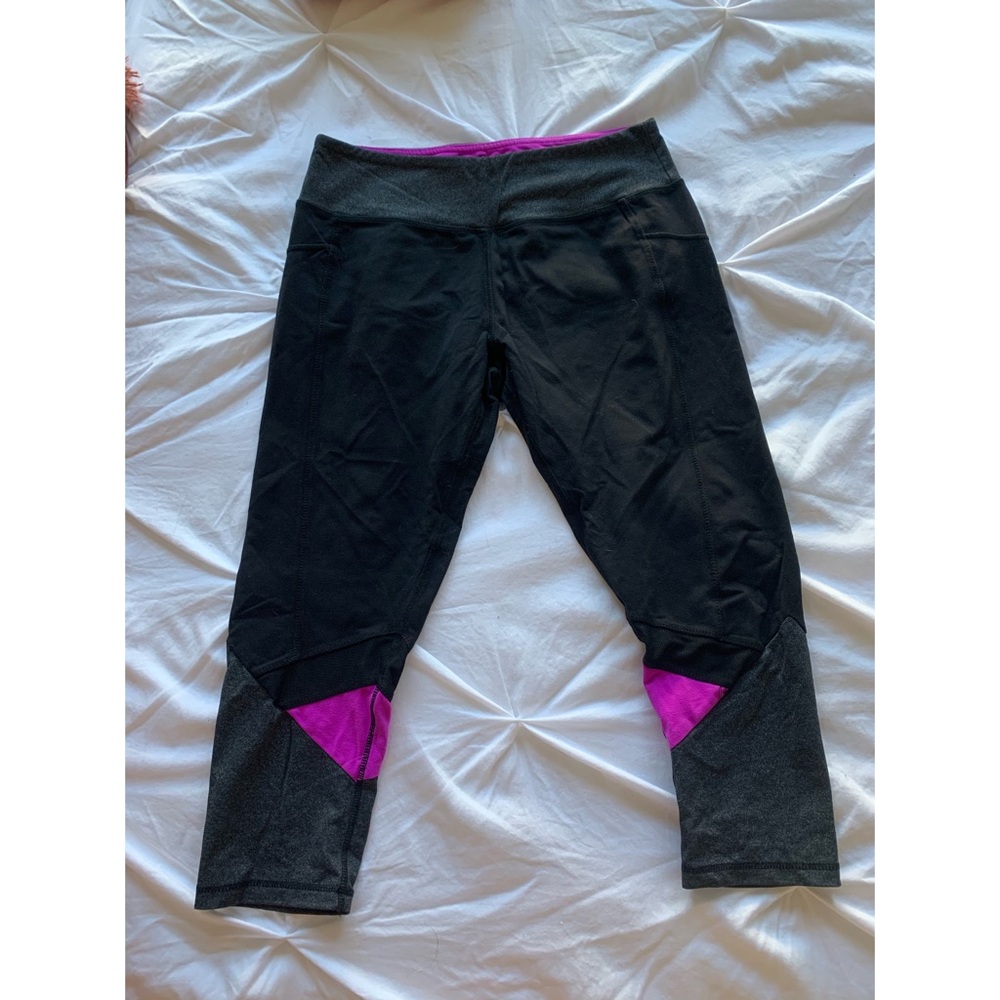 Yogadon Crop Black, Purple & Grey Leggings